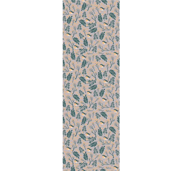 Kuşların yeşillik deseni doğa duvar kağıdı - TenStickers