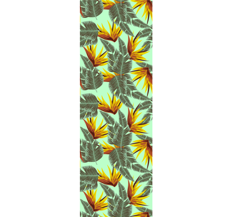 Yeşil ve sarı tropikal yapraklar yaprak duvar kağıdı - TenStickers