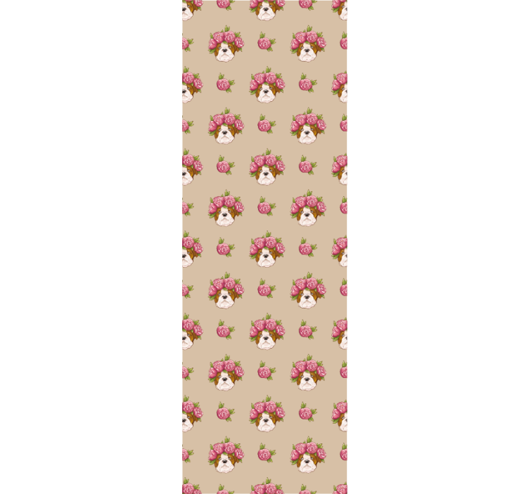 çiçekli köpek motifi köpek duvar kağıdı - TenStickers