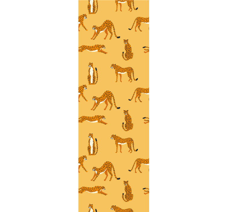 Sarı leopar desen oturma odası duvar kağıdı - TenStickers