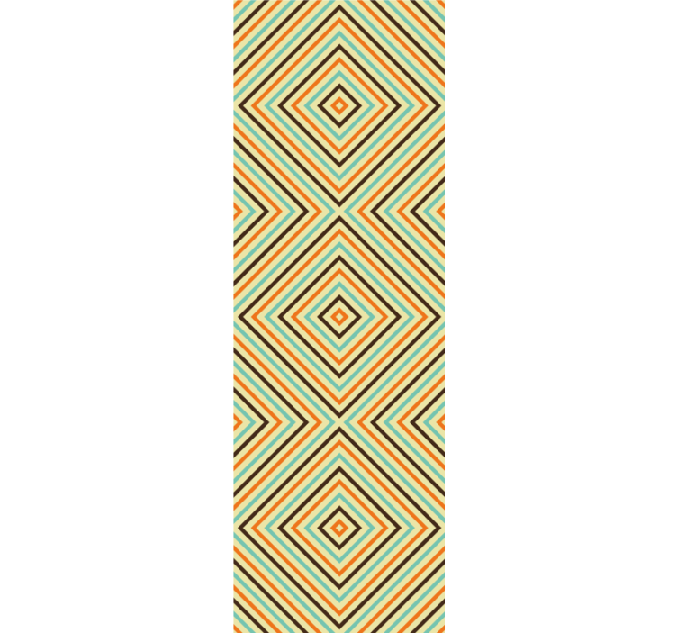 Turuncu ve mavi desenli çizgili duvar kağıdı - TenStickers