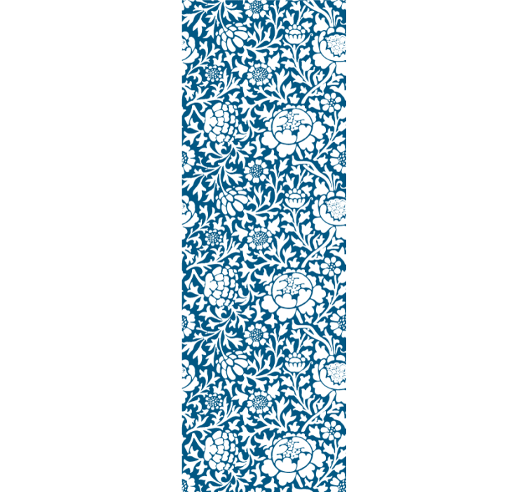 Deniz mavisi flora yaprak duvar kağıdı - TenStickers