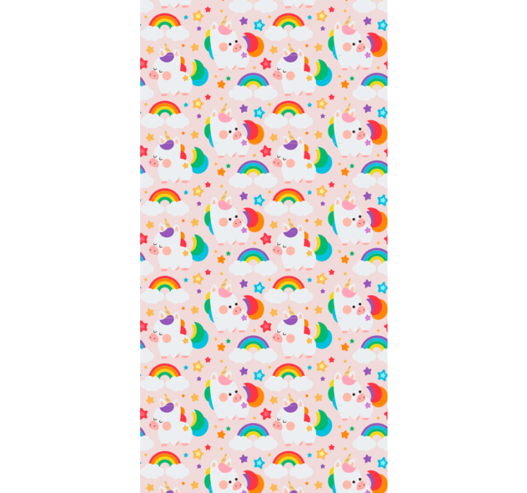 Elle çizilmiş renkli atlar çocuk duvar kağıdı - TenStickers