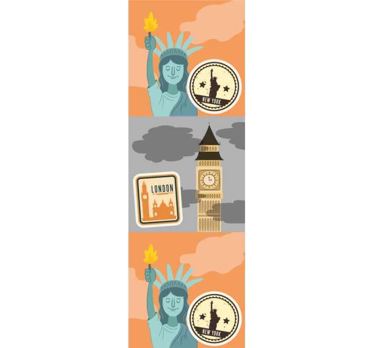 Simgesel şehir simgeleri New York duvar kağıdı - TenStickers