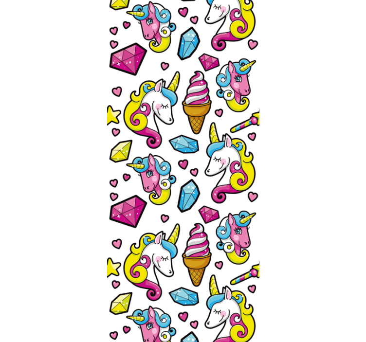 Tek boynuzlu at fantezi motifi çocuk odası duvar kağıdı - TenStickers