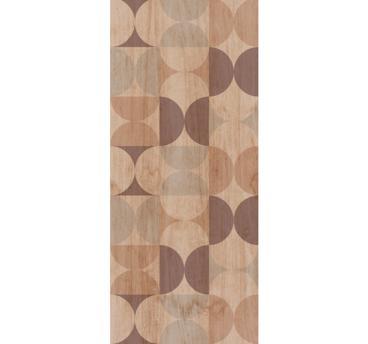 Kahverengi geometrik ahşap oturma odası duvar kağıdı - TenStickers