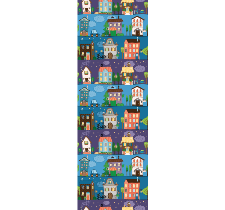 Birkaç renkli sevimli ev tasarımları duvar kağıdı - TenStickers