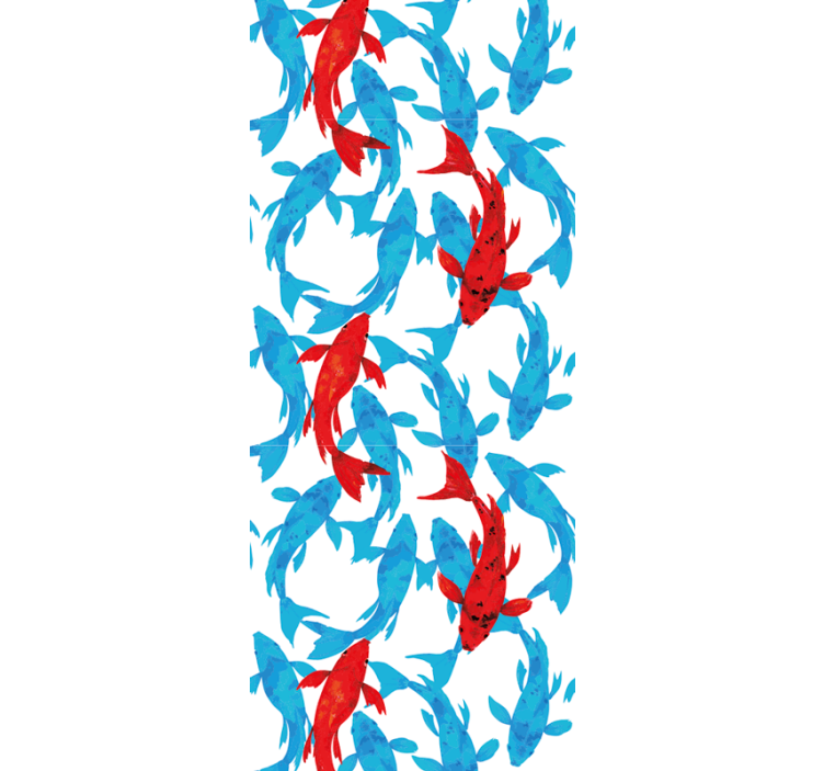 Kırmızı vurgulu duvar kağıdı ile balık sürüsü - TenStickers