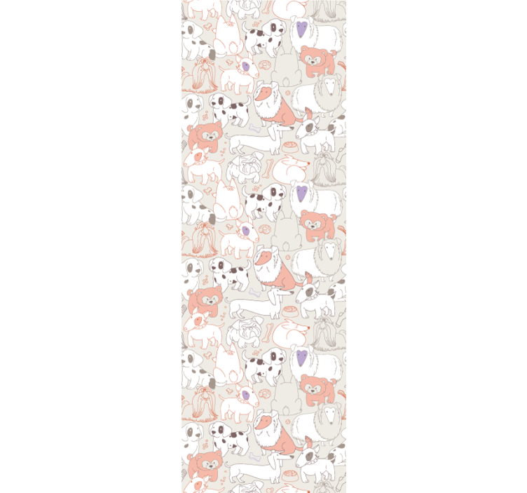 Pembe ve beyaz köpek yavrusu desen duvar kağıdı - TenStickers