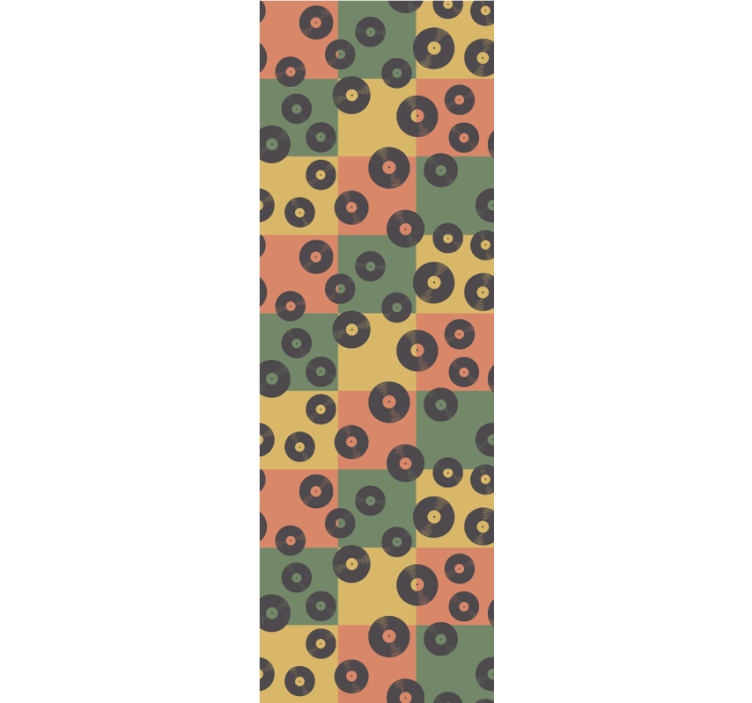 Renkli vinil rekor retro desen duvar kağıdı - TenStickers