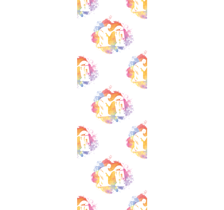 Soyut çift silueti sanat duvar kağıdı - TenStickers