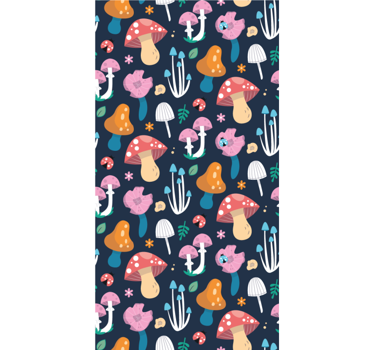 Mantar ve uğur böceği desen sanat duvar kağıdı - TenStickers