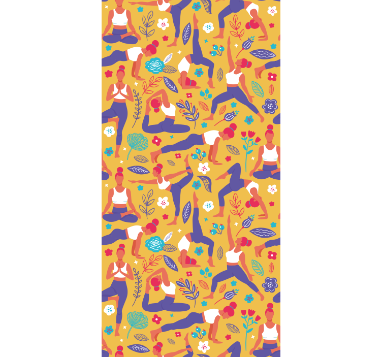 Yoga pozları deseni sanat duvar kağıdı - TenStickers