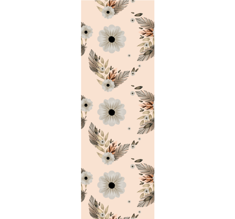 Çiçek desenli duvar kağıdı yaprak ve çiçek kompozisyonu - TenStickers