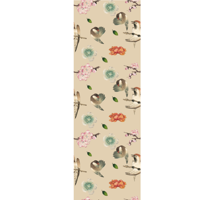 Büyüleyici kuş çiçekleri çiçek desenli duvar kağıdı - TenStickers