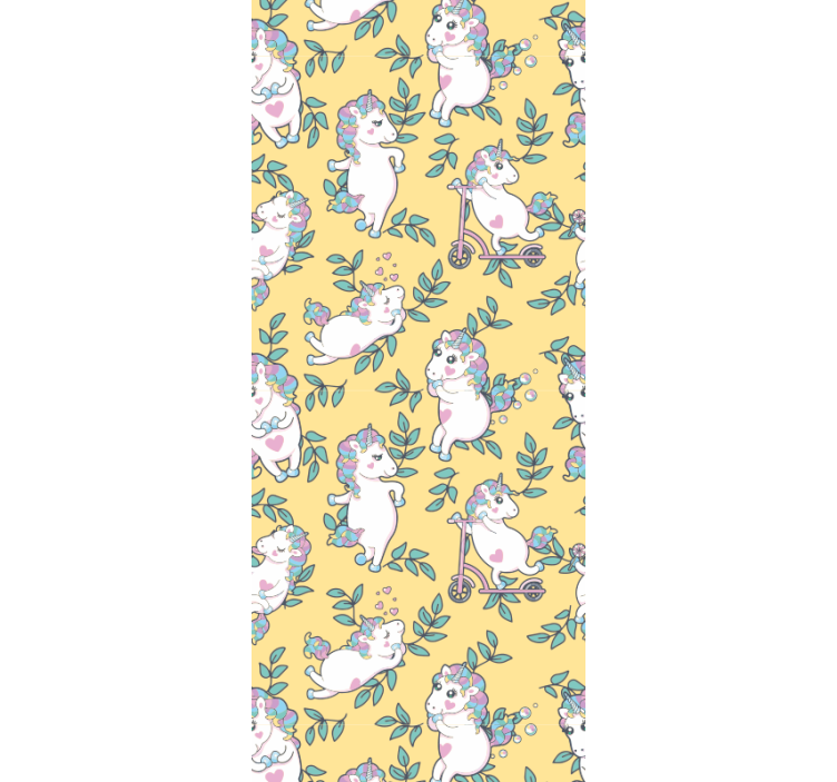 Tek boynuzlu atlar oynuyor hayvanlar duvar kağıdı - TenStickers