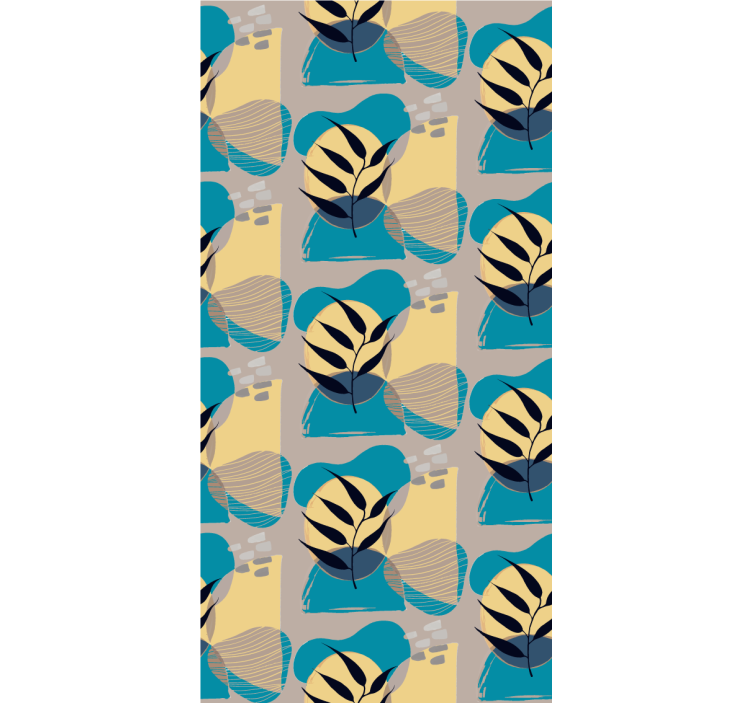 Stilize yaprak deseni çiçek süs duvar kağıdı - TenStickers