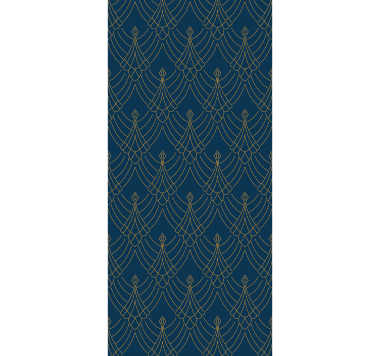 Mavi ve altın sanat dekoru tarzı koridor duvar kağıdı - TenStickers
