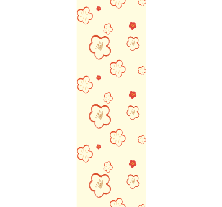 Kırmızı ve krem defne çiçek desenli duvar kağıdı - TenStickers