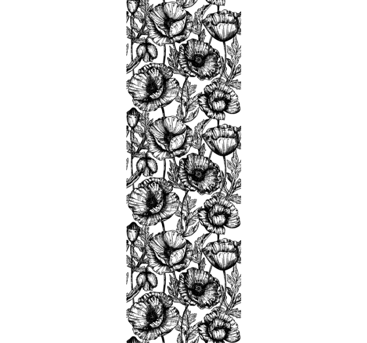 Çiçek desenli duvar kağıdı siyah çiçekli desen - TenStickers