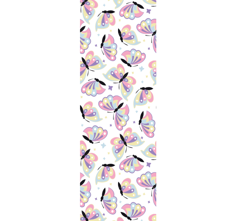 Renkli doodle kelebek kreş duvar kağıdı - TenStickers