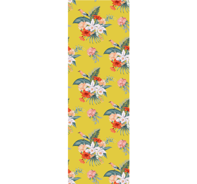 Sarı arka plan duvar kağıdı ile tropikal bitki - TenStickers
