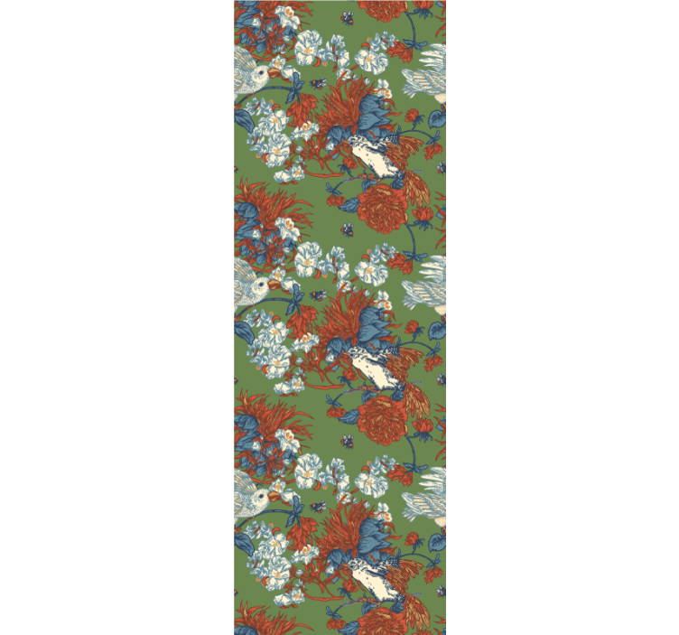 çiçekler arasında kuşlar çiçek desenli duvar kağıdı - TenStickers