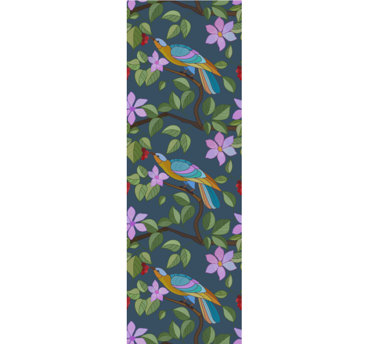 Kuşlar duvar kağıdı - renkli tropikal tasarım - TenStickers