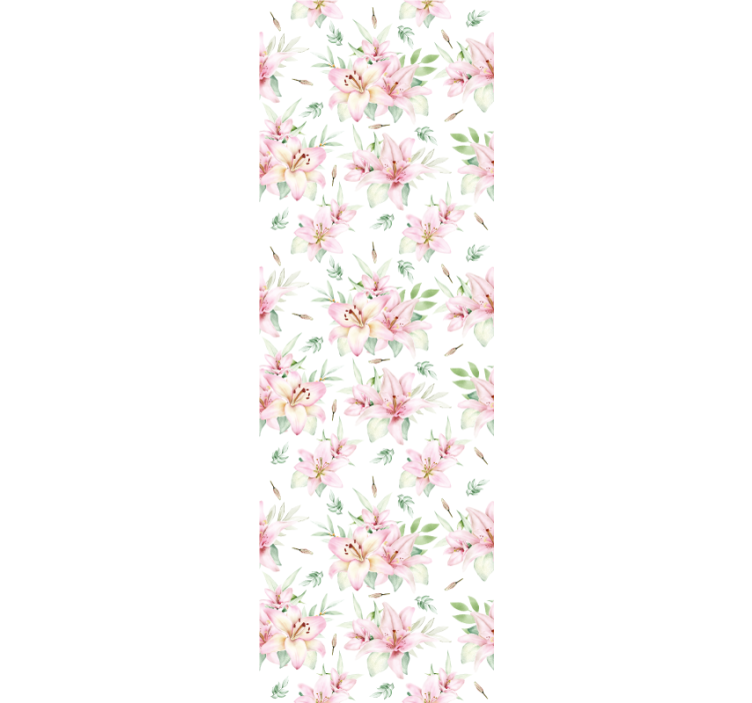 Pembe ve beyaz desen çiçek desenli duvar kağıdı - TenStickers