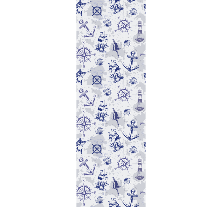 Pusula ve yelkenli desen çocuk duvar kağıdı - TenStickers