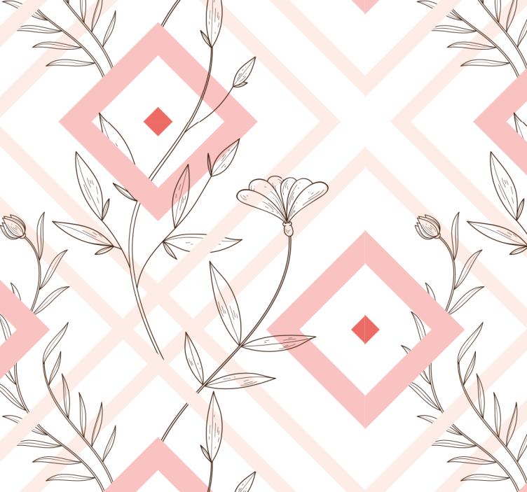 çiçekli elmas şekilleri oturma odası duvar kağıdı - TenStickers