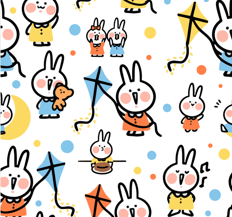 Uçurtma ile tavşanlar hayvan duvar kağıdı - TenStickers