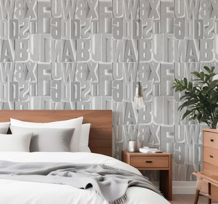 3d gri harfler harfler duvar kağıdı - TenStickers