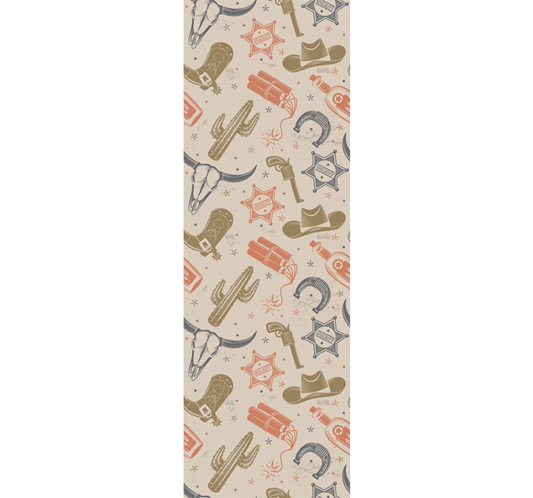 Kovboy elemanları desen yatak odası duvar kağıdı - TenStickers