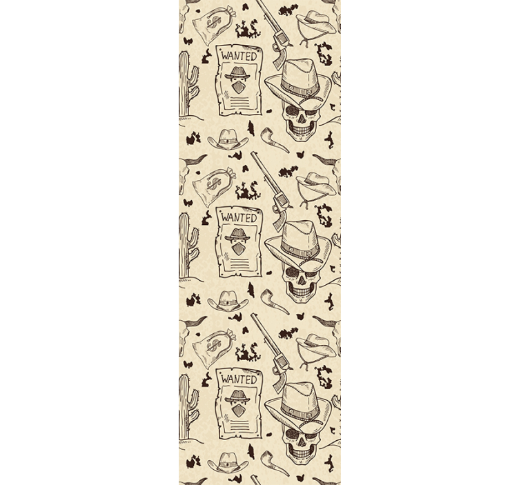 Kovboy aranan kafatası tasarımı eski duvar kağıdı - TenStickers