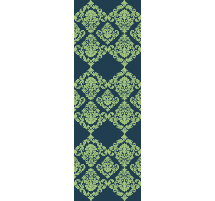 Yeşil geometrik süsleme çiçekli duvar kağıdı - TenStickers