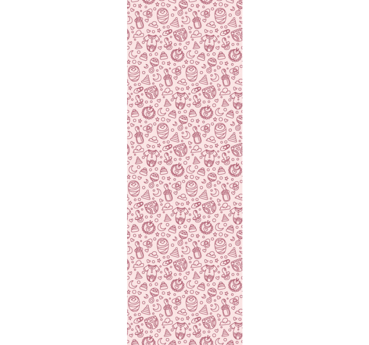 Pembe oyuncaklar ve kıyafetler bebek odası duvar kağıdı - TenStickers