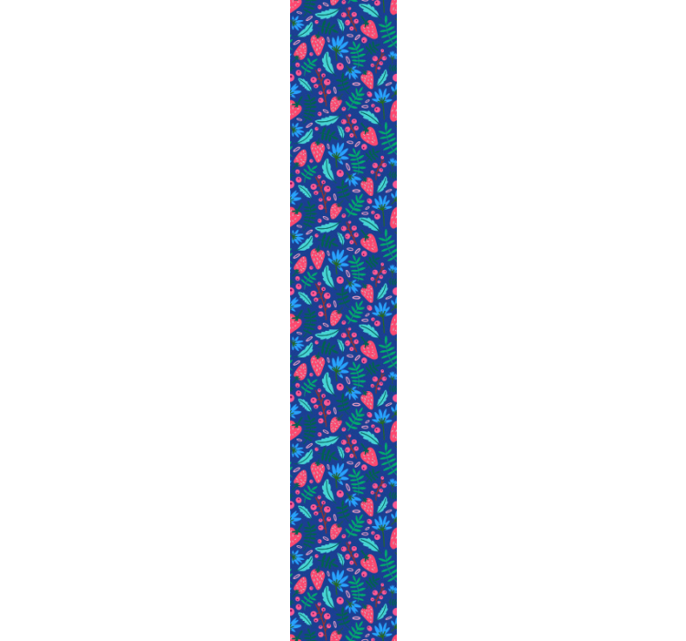 Mavi arka plan duvar kağıdı üzerinde çilek deseni - TenStickers