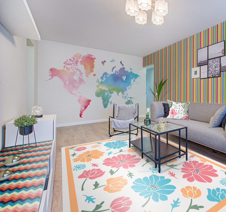 çok renkli çizgiler yatay çizgiler duvar kağıdı - TenStickers