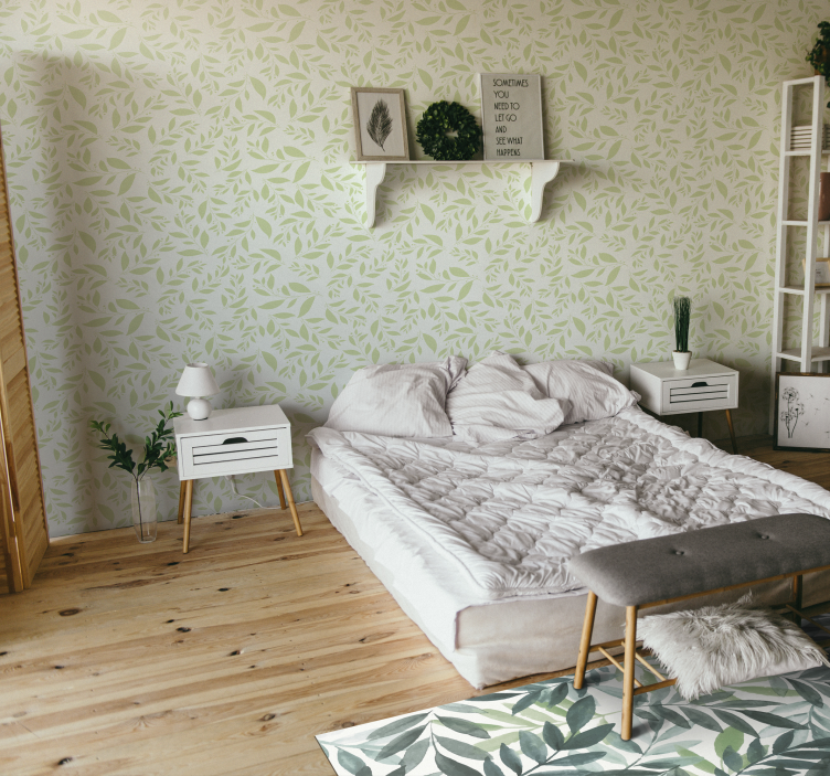 Klasik yaprak deseni duvar kağıdı - TenStickers