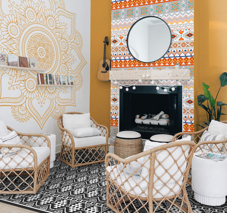 Bohem tarzı desen dokulu duvar kağıdı - TenStickers