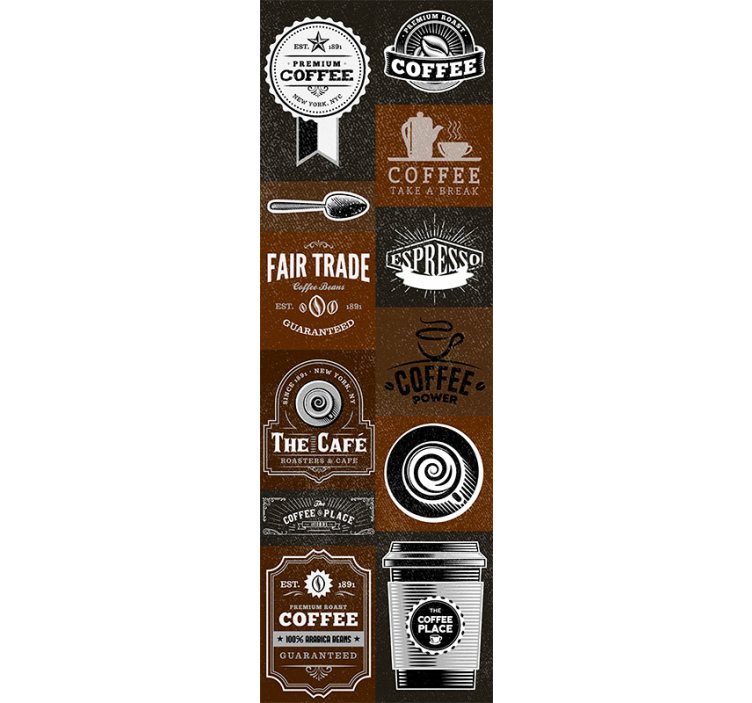 Kahve çizimler 3d mektup duvar kağıdı - TenStickers
