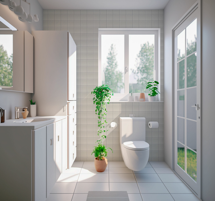 Beyaz fayans duvar kağıdı - TenStickers