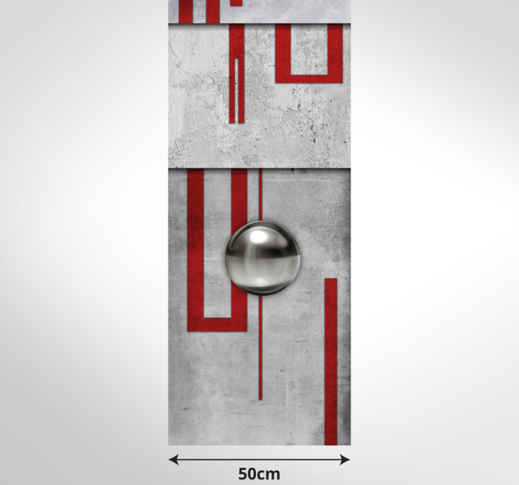 Beton, kırmızı çerçeve ve beyaz topuzlar duvar kağıdı - TenStickers