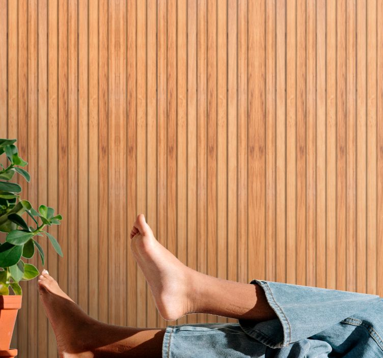 Ahşap tarzı dikey tik ahşap çıtalar duvar kağıdı - TenStickers