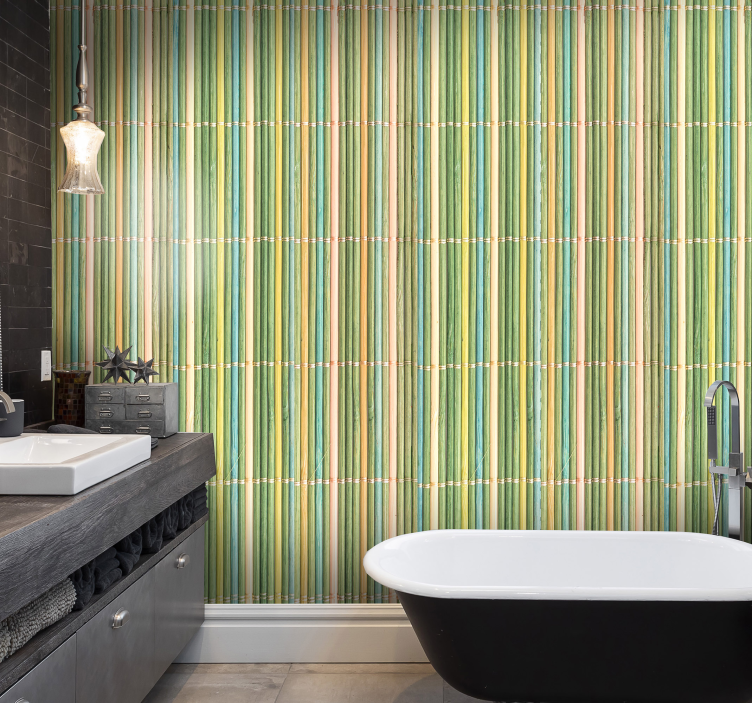 Ahşap doku duvar kağıdı ince bambu - TenStickers