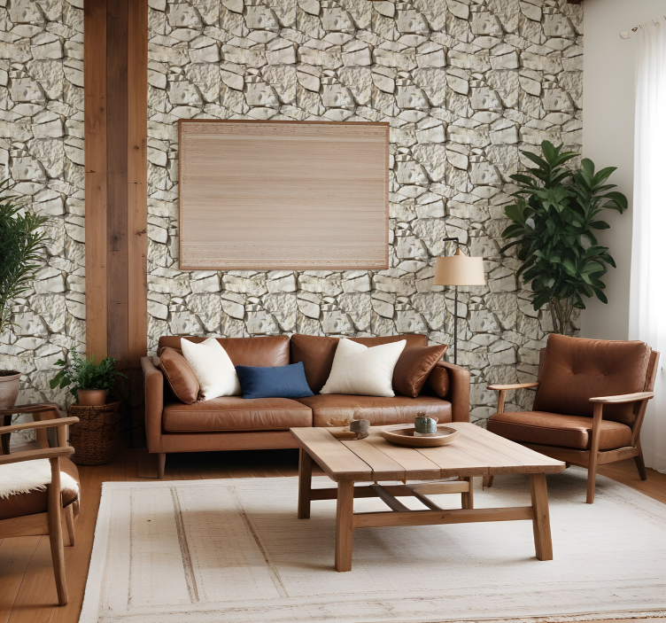 Açık bej taş desenli duvar kağıdı - TenStickers