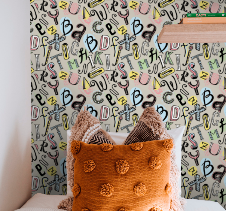 Alfabetik eğlence harfler duvar kağıdı - TenStickers