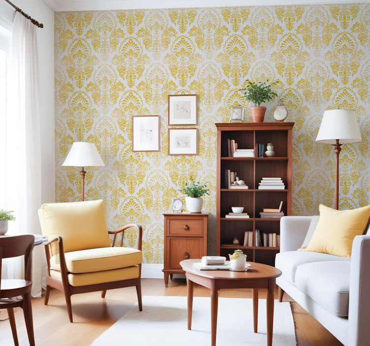 Altın tasarım barok duvar kağıdı - TenStickers