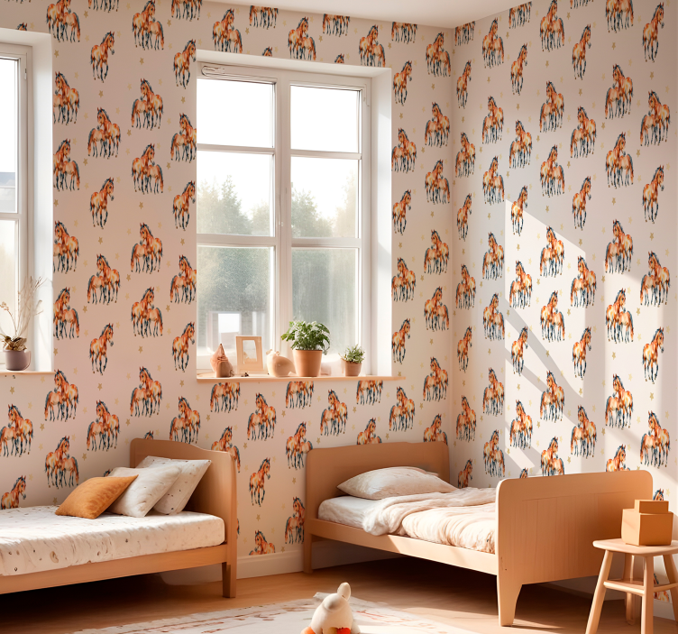 Anne ve tay atlar duvar kağıdı - TenStickers